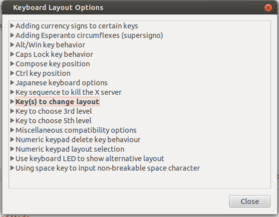 keyboard layout options